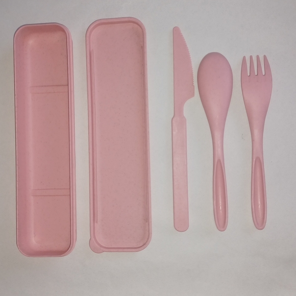 Good Wheat Green Producers Tableware suit Pink spoon, fork, knife set with case - Picture 8 of 10
